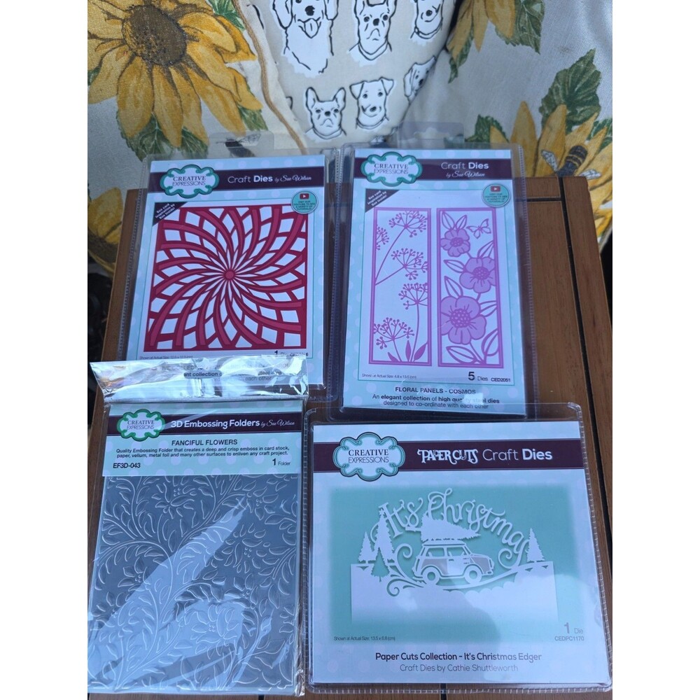 Lot of 4 Creative Expressions Craft Dies and 3D Embossing Folders by Sue Wilson